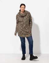 długi sweter - Dzianina - ciemny zielony