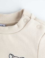 Sweatshirt és nadrág szett - Elszórt nyomott minta - bézs