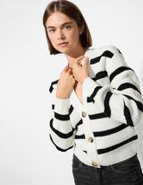 Pletený sveter - Gombíková lišta - biely