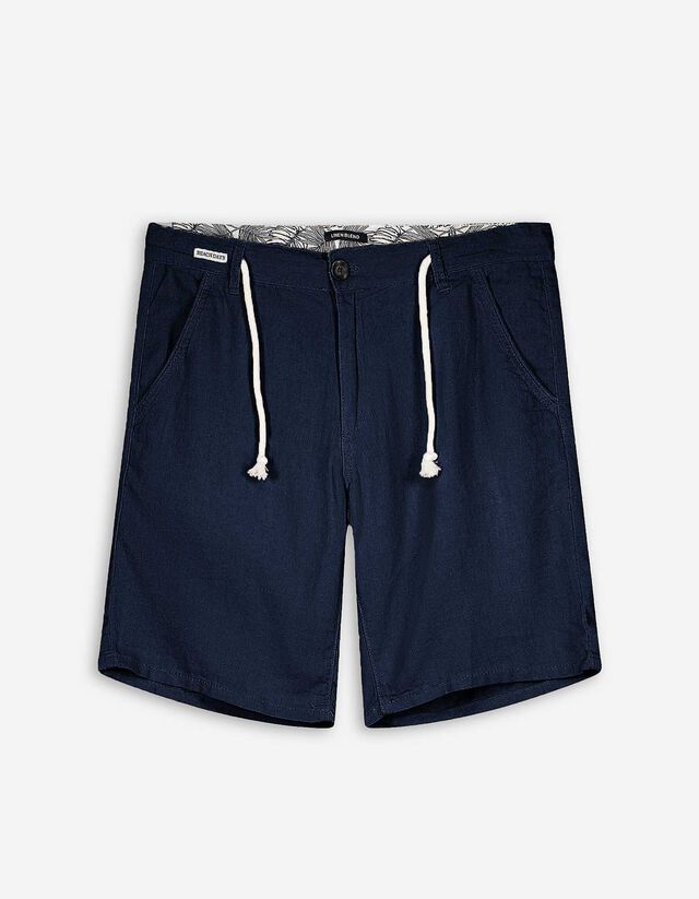 Pantaloncini chino - Misto lino - blu scuro