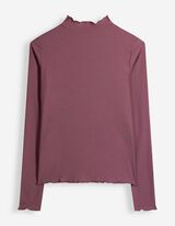 Langarmshirt - Rippenstruktur - Beere