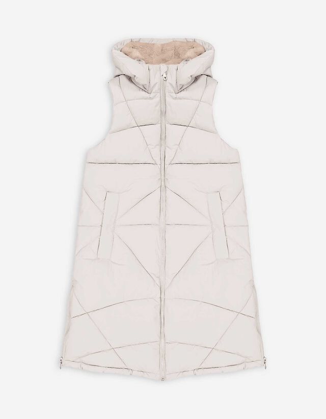Lange Weste - Kunstfell - beige