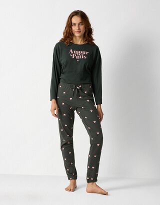 Pyjamahose - Kordel - Dunkelgr&uuml;n
