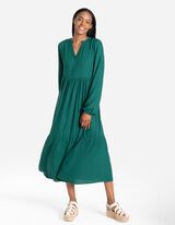 sukienka midi - LENZING&trade; ECOVERO&trade; - ciemny zielony