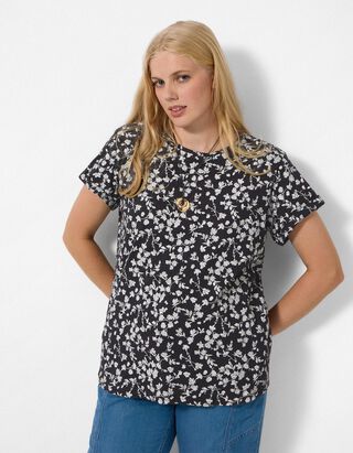 T-Shirt - Allover-Muster - Schwarz