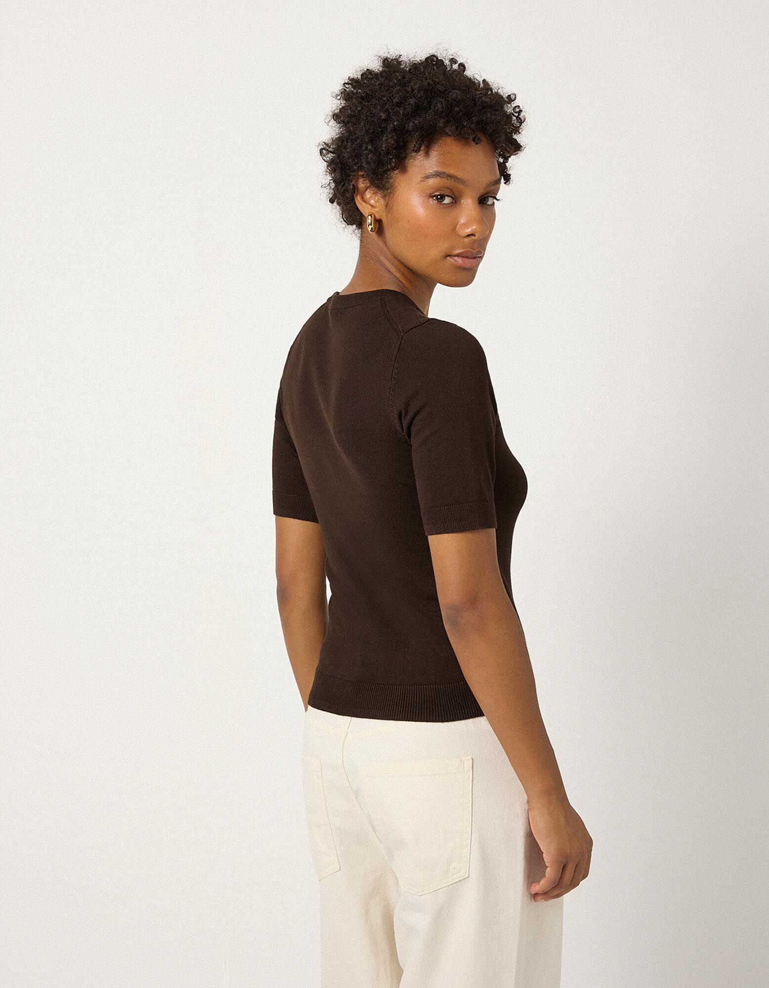 Pullover - Kurze &Auml;rmel - Dunkelbraun