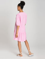 Rochie - Decolteu formă de V - Roz