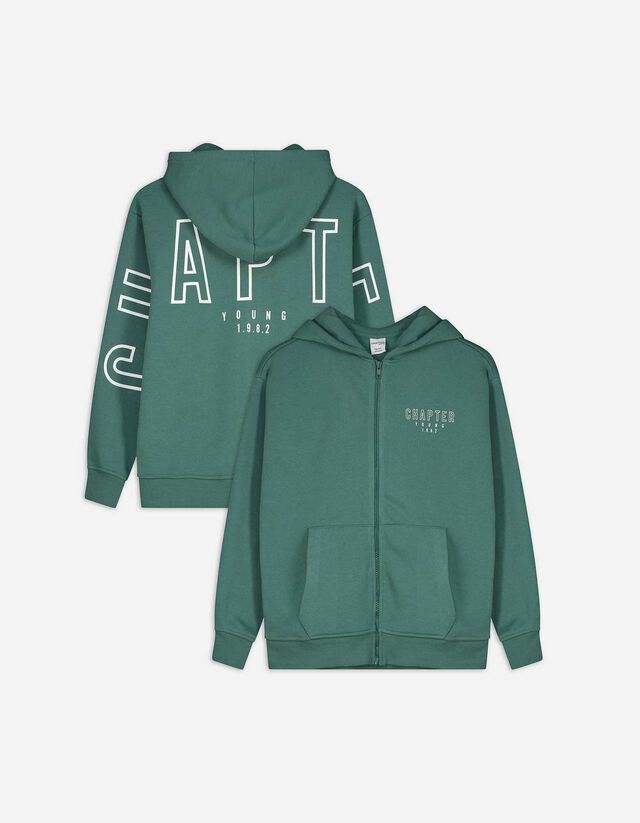 Sweatjacke - Oversized Fit - dunkelgrün