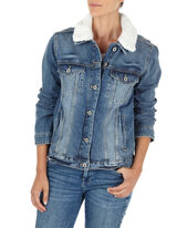 Damen Jeansjacke mit Teddyfell