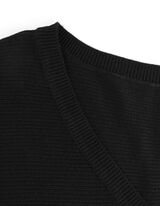 Pulóver - V-kivágás - fekete