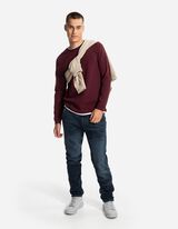 Bluză de corp cu mânecă lungă - Double-Layer-Look - Rosu inchis