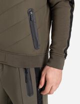 Dukserica sa kapuljačom - Kontrastne pruge - tamno-zelena