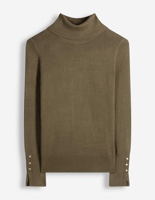 Strickpullover - Rollkragen - Khaki