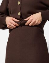 Rock in A-Linie - Knielang - dunkelbraun