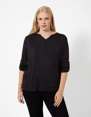 Blusenshirt - Viskose-Mix - Schwarz