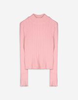 Strickpullover - Mockneck - rosa