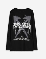 Bluză de corp cu mânecă lungă - Imprimare spate - Negru