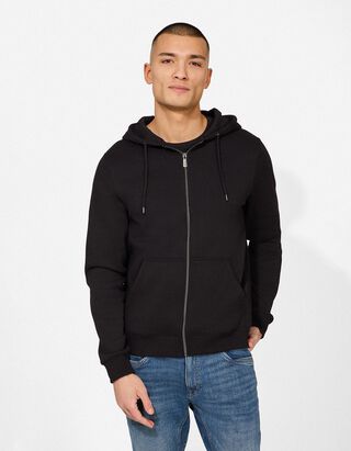 Sweatjacke - Kapuze mit Tunnelzug - schwarz