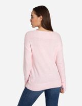 Pulóver - V-kivágás - rozsaszin