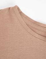 Tričko s dlhými rukávmi - Trblietavá potlač - bezova