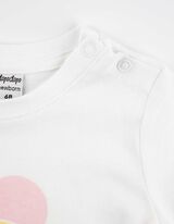 Komplektas, sudarytas iš trumpo džemperio, kelnių ir marškinėlių - Su paveikslėliais - smelio spalvos