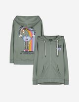 Sweatvest - Print op rug - groen