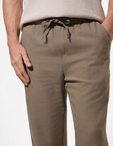 spodnie - mieszanka lniana - bez