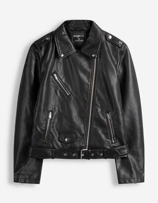 Bikerjacke - Kunstleder - Schwarz