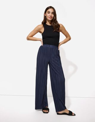 Hlače - Nabori - tamno plava