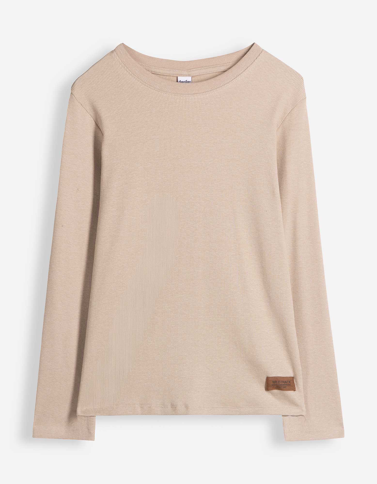 Langarmshirt - Feinripp - Beige