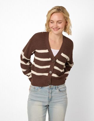 Strickjacke - Strick - Braun