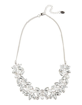 Damen Halskette mit floralem Strassstein-Design