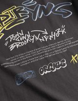 Langarmshirt - R&uuml;ckenprint - dunkelgrau