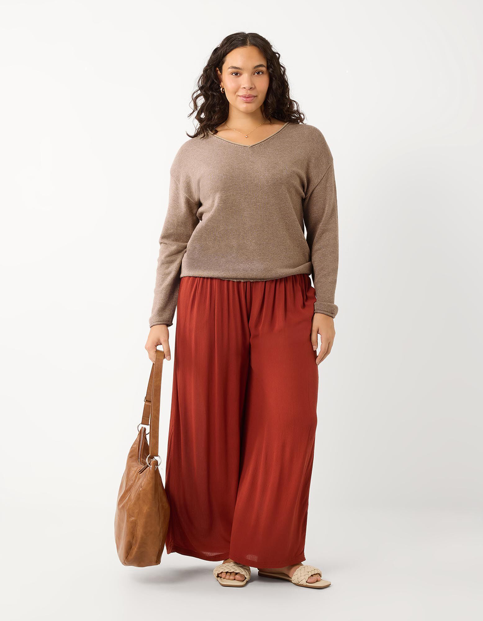 Trui - V-hals - Beige