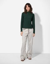 Pikkade varrukatega särk - soonikuline struktuur - roheline