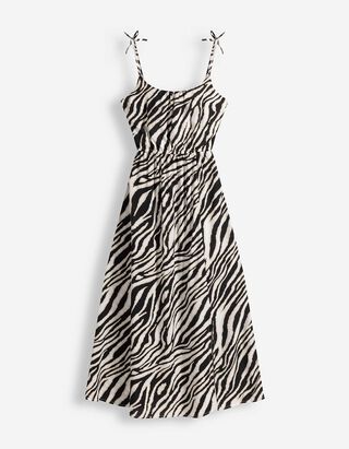 Maxikleid - Allover-Print - wei&szlig;