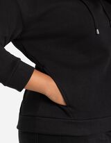 Pulover s kapuco - Kapuca z zatezno vrvico - crna