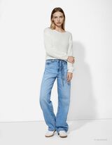 Strickpullover - V-Ausschnitt - wei&szlig;