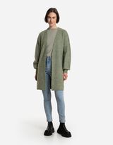 Cardigan lungo - Maglia a coste - verde scuro