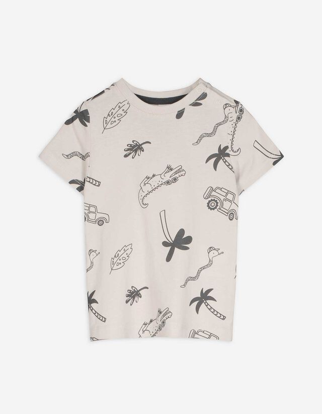 T-Shirt - Allover-Print - beige