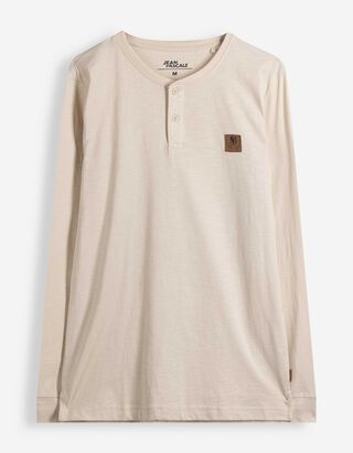 Langarmshirt - Aufn&auml;her - Beige