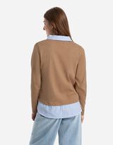 Košeľová blúzka - Dvojvrstvový vzhľad - bezova