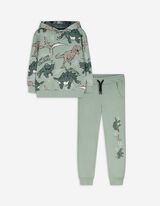 Set aus Sweatshirt und Hose - Allover-Print - grün