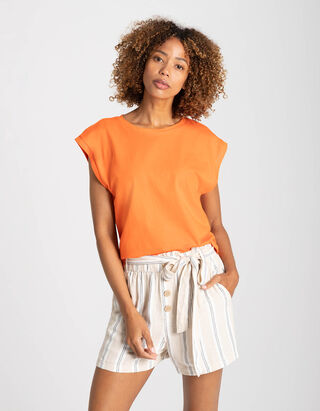 T-shirt - Encolure ronde - Orange