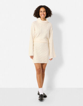 Gebreide rok - kabelpatroon - Off-White