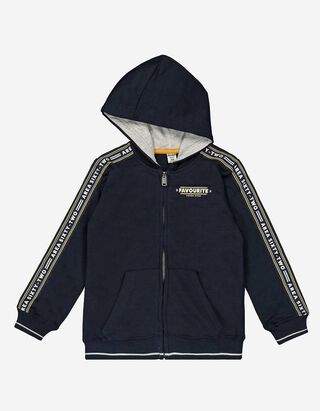 Sweatvest - Contraststrepen - donkerblauw