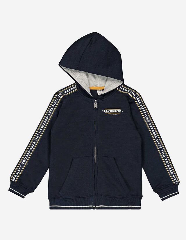 Felpa aperta - Righe a contrasto - blu scuro