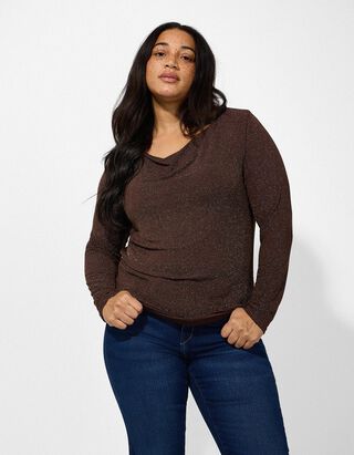 Shirt - Lurex - dunkelbraun