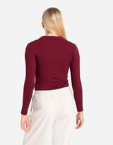 Tričko s dlhým rukávom - Rebrovaná štruktúra - tmavocervena