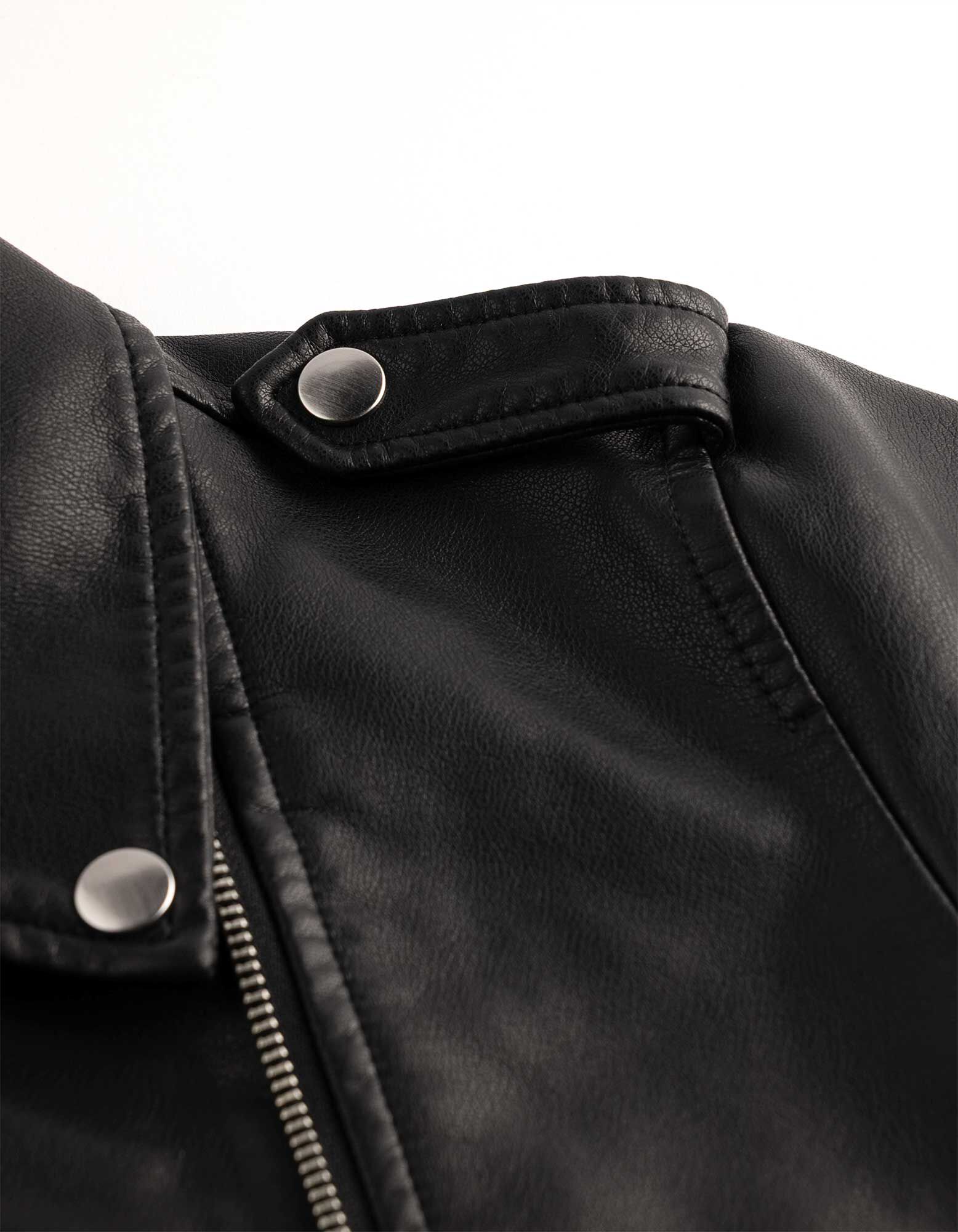 Bikerjacke - Kunstleder - Schwarz